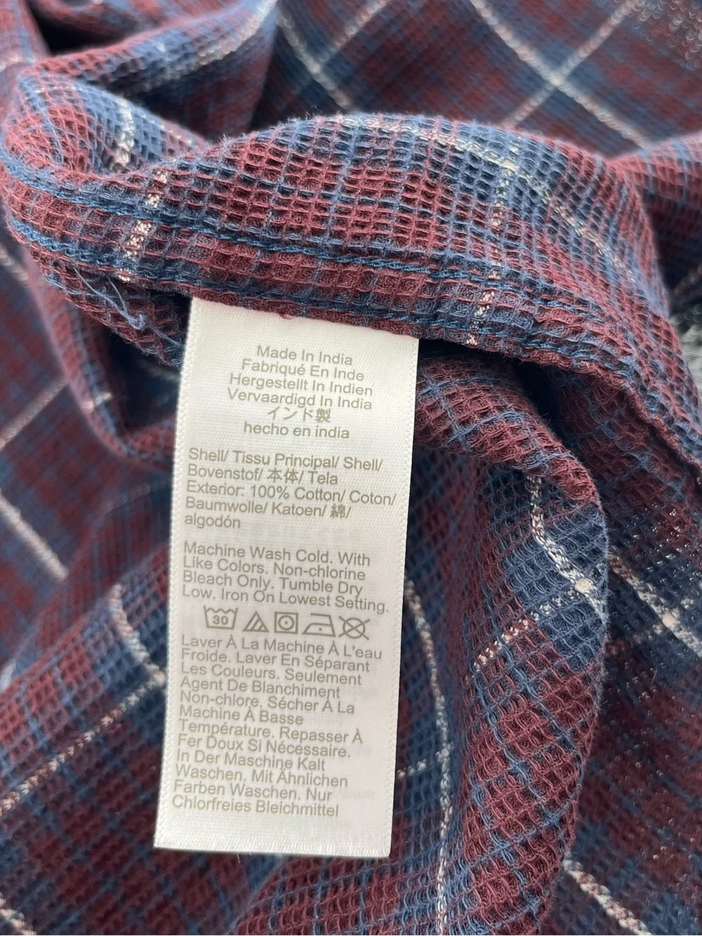 J.Crew Men's Waffle Knit Plaid Button Down Long Sleeve Shirt 100%Cotton Medium